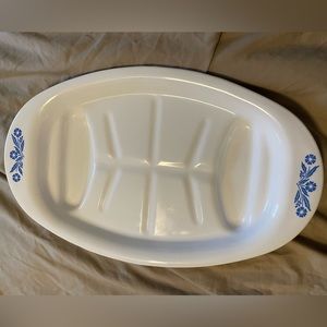 VTG Corning Ware Blue Cornflower P-19 Meat Platter Broil Serve 16.5 X 10 USA